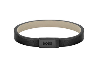 Hugo boss Jace 1580337 modern black leather Bracciale - Length: 17.5 cm