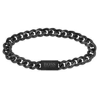 Hugo boss Modern Black Steel Chain Link Bracciale 1580145 - Length: 19 cm