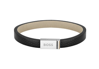 Hugo Boss Bracciale Moderno In Pelle Jace 1580336 - Lunghezza: 17,5 Cm