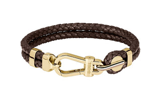 Hugo Boss Pulsera Doble De Moda En Piel Marrón 1580700 - Longitud: 19 Cm 