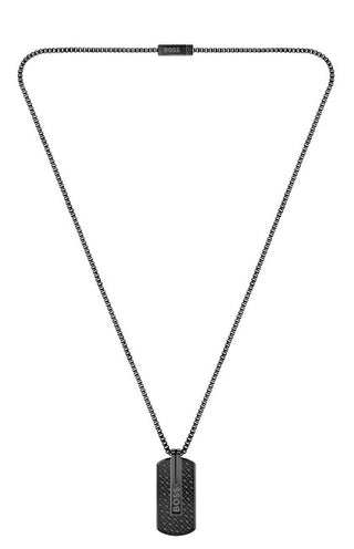 Hugo Boss Collana Da Uomo Nera Senza Tempo Con Distintivo Militare Orlado 1580356
