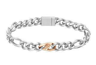 Hugo Boss Bracciale Bicolore In Acciaio Per Uomo Rian 1580613 - Lunghezza: 19 Cm