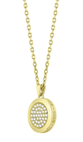 Hugo Boss Collana Con Medaglione Di Cristallo Placcato Oro Abbagliante 1580300