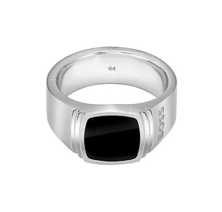 Hugo boss da uomo steel Anello con onyx Odell 1580652 - Circonferenza: 66 mm