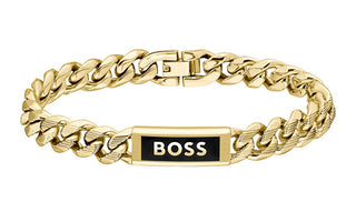 Hugo boss Gold-plated Bracciale da uomo Kassy Emblem 1580680 - Length: 19 cm