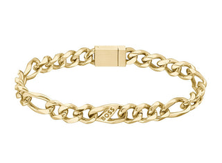 Hugo Boss Bracciale Da Uomo In Acciaio Placcato Oro Rian 1580614 - Lunghezza: 19 Cm