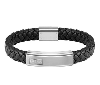 Hugo boss Trendy braided leather Bracciale Lander 1580178 - Length: 19 cm