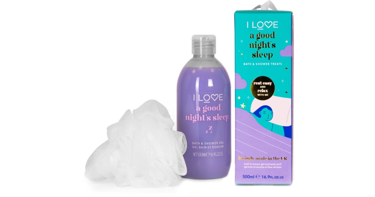 I Love... Coffret cadeau Bathtime Treats A Good Night'S Sleep Gel douche et éponge nettoyante 500 ml