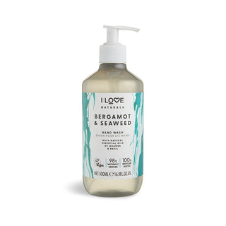 I Love, Jabón líquido de manos Naturals Collection, Bergamota y Algas, 500 ml