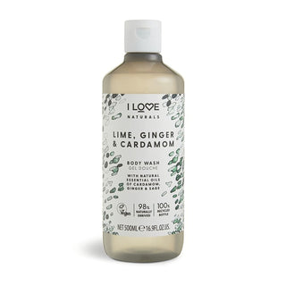 I Love, Colección Naturals, vegano, lima, jengibre y cardamomo, hidratante, gel de ducha, para todo tipo de piel, 500 ml