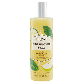 I Love, Colección Signature, sin parabenos, limpiador, efervescencia de flor de saúco, gel de ducha, 360 ml