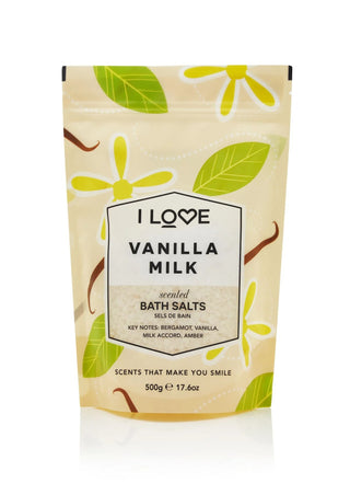 I Love, Colección Signature, Leche de Vainilla, Sales de Baño, 500 g