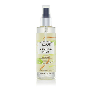 I Love, Colección Signature, vegano, spray, vainilla con leche, para todo el cuerpo, 165 ml