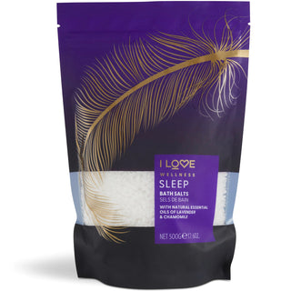 I Love, Bienestar del sueño, aceites esenciales, sales de baño, 500 g