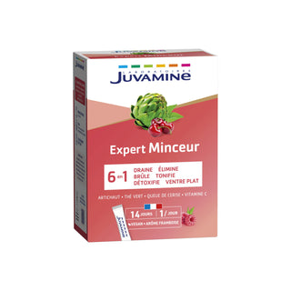 Juvamine Expert Minceur 6 in 1, dimagrante e disintossicante, bastoncini in polvere, 14 pz, 46,5 g