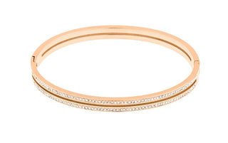 Jvd Bracciale In Acciaio Placcato Oro Rosa Lucido Sssb0058Xi8Ro - Diametro: 6,5 Cm