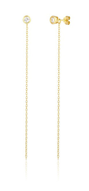 Jvd Pendientes Largos 2 En 1 Chapados En Oro Con Circonita Svle1848X75Go00 