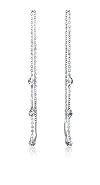 Jvd Orecchini Lunghi In Argento Con Zirconi Svle2316X61Bi00