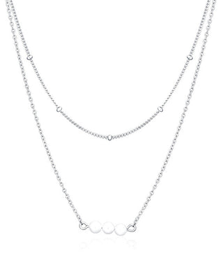 Jvd Collana Doppia In Argento Con Perle D'Acqua Dolce Svln0392X61P145