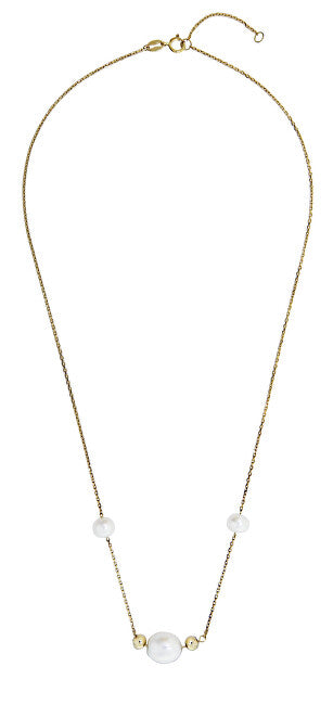 Jvd Elegante Collana Placcata Oro Con Perle Vere Svln0747Sh8Gp45
