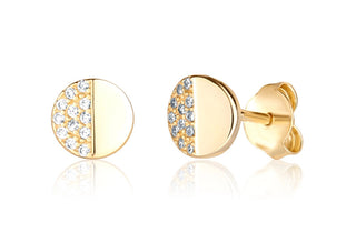 Jvd Elegantes pendientes de botón chapados en oro Svle1171Xh2Gops 