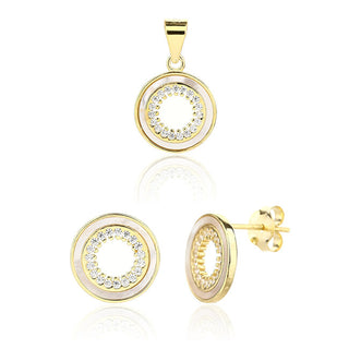 Jvd Parure Di Gioielli Placcati In Oro Con Madreperla Svls0129Sj6Go00 (Pendente, Orecchini)