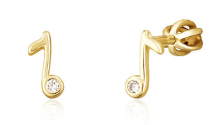 Jvd Orecchini Nota Da Bambina Placcati Oro Con Zirconi Svle1825Xh2Gosr