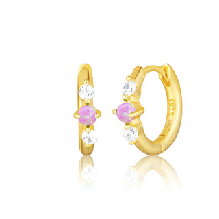 Jvd Orecchini A Cerchio Placcati Oro Con Opali Sintetici Rosa Svle3073Xh2G400