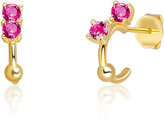 Jvd Orecchini Placcati Oro Con Anelli In Argento Con Zirconi Fucsia Svle0701Xh2Gr00