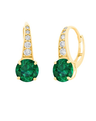 Jvd Pendientes chapados en oro con circonitas transparentes y verdes Svle0974Xh2Gz00 
