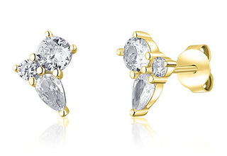Jvd Boucles d’oreilles plaquées or avec zircons transparents Svle1607Xh2Go00 