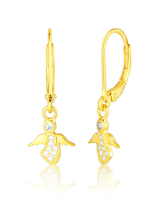 Jvd Orecchini Pendenti A Forma Di Angelo Placcati In Oro Con Zirconi Svle0933Sd5Go00