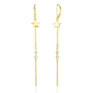Jvd Orecchini Pendenti Placcati Oro Stars Svle1909Xe9Go00