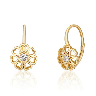 Jvd Pendientes colgantes chapados en oro Corazón Flor Svle1514Xh2Go00 