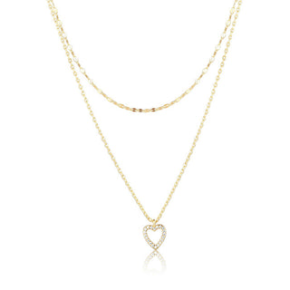 Jvd Collana Doppia Placcata Oro Cuore Con Zirconi Svln0637X61Go45
