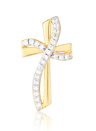 Jvd Pendentif plaqué or croix avec zircons transparents Svlp1309X61Go00 