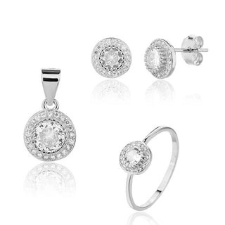 Jvd Affascinante Set Di Gioielli In Argento Con Zirconi Svls0127Sj6Bi (Anello, Pendente, Orecchini) - Circuito: 60 Mm