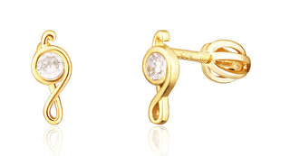 Jvd Orecchini A Forma Di Chiave Di Violino Placcati In Oro Con Zirconi Svle1822Xh2Gosr