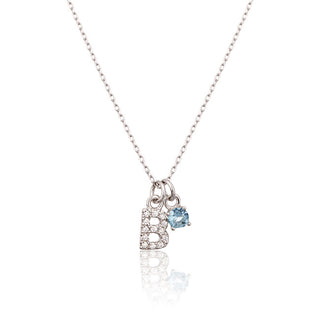 Jvd Collana In Argento Con Zircone Blu "B" Svln0324Xh2Bi0B