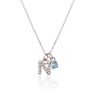 Jvd Collana In Argento Con Zircone Blu "N" Svln0324Xh2Bi0N