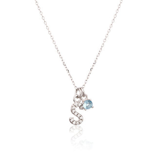 Jvd Decent Silver "S" Collana con Blue Zircon SVLN0324XH2BI0S