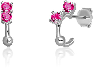 Jvd Orecchini A Cerchio In Argento Con Zirconi Fucsia Svle0701Xh2R100