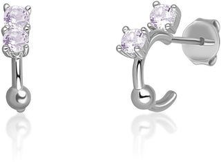 Jvd Orecchini In Argento A Cerchio Con Zirconi Viola Chiaro Svle0701Xh2F200