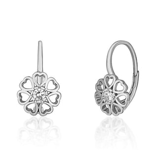 Jvd Silver dangle Orecchini Heart flower con zircons SVLE1514XH20000