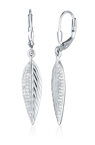 Jvd Orecchini Pendenti In Argento Foglie Con Zirconi Svle2565Xj6Bi00