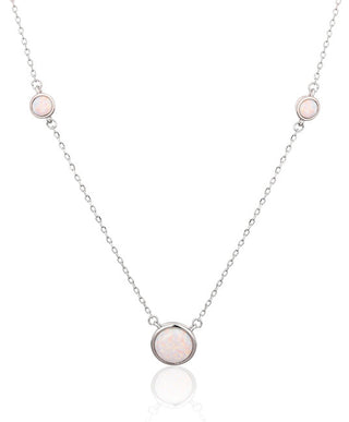 Jvd Collana In Argento Con Opale Sintetico Rosa Chiaro Svln0309Xh2O142