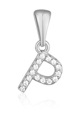 Jvd Silver Ciondolo con zircons letter "P" SVLP0948XH2BI0P