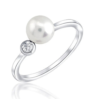 Jvd Anello In Argento Con Perla D'Acqua Dolce E Zircone Svlr0199Xd2P1 - Circuito: 59 Mm
