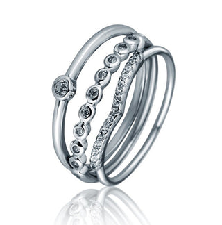Jvd Anello Triplo In Argento Con Zirconi Svlr1139X61Bi - Circuito: 59 Mm