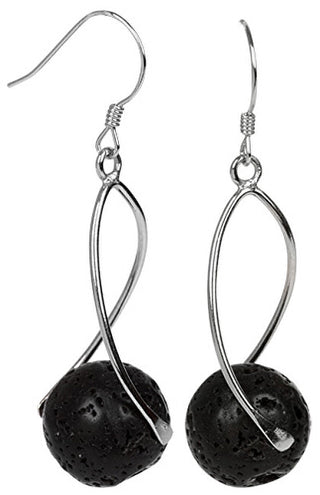 Jwl Luxury Pearls Orecchini Lunghi In Argento Con Pietre Laviche Nere Jl0280
